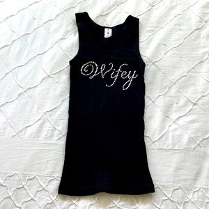 Medium Wifey Tank Top with Diamond Accents for Bride or Wife